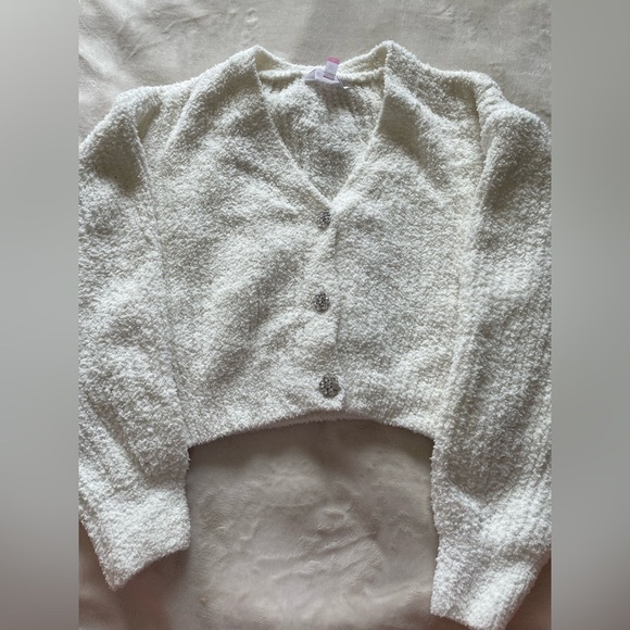 No Boundaries Cream Button-Up Women Cardigan - Picture 1 of 3